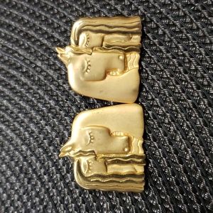 Vintage Jonette Jewelry Gold-tone Stylized Woman and Horse Earrings